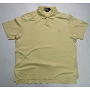 VINTAGE Polo Ralph Lauren Polo Shirt Men Large Yellow Pony Short Sleeve